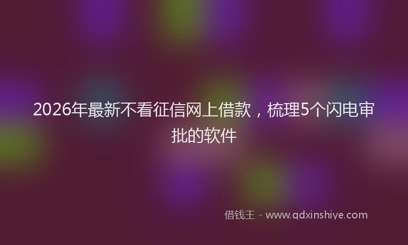 2026年最新不看征信网上借款，梳理5个闪电审批的软件