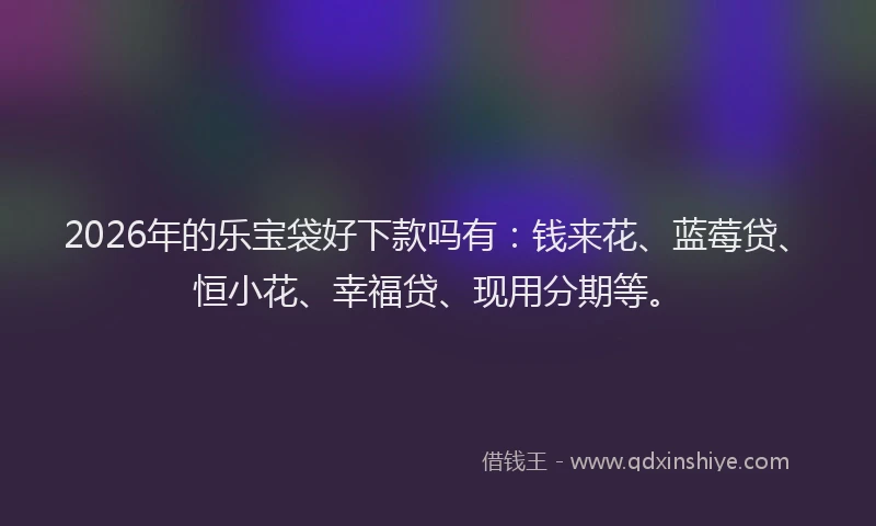 2026年的乐宝袋好下款吗有：钱来花、蓝莓贷、恒小花、幸福贷、现用分期等。