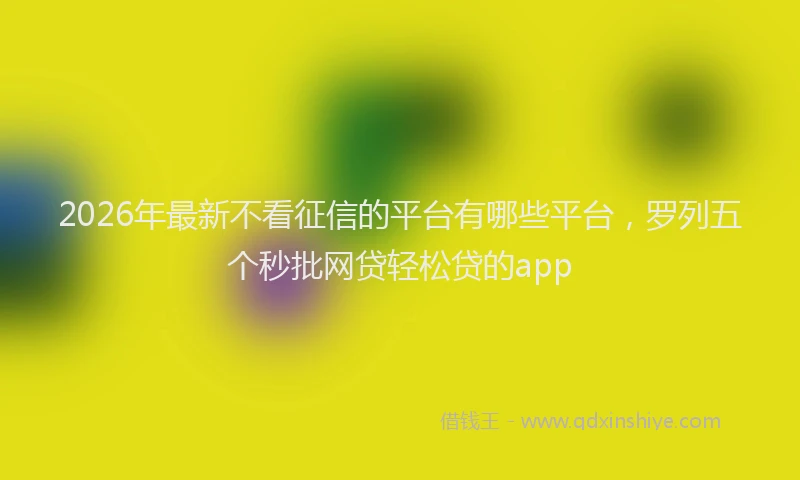 2026年最新不看征信的平台有哪些平台,罗列五个秒批网贷轻松贷的app