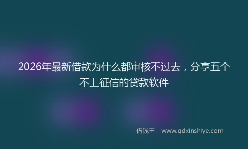 2026年最新借款为什么都审核不过去，分享五个不上征信的贷款软件