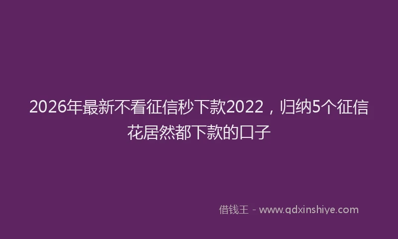 2026年最新不看征信秒下款2022,归纳5个征信花居然都下款的口子
