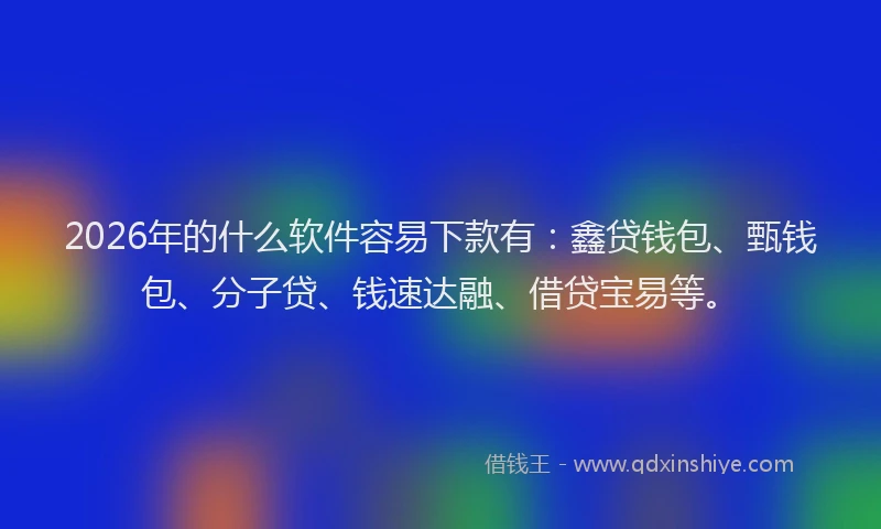2026年的什么软件容易下款有：鑫贷钱包、甄钱包、分子贷、钱速达融、借贷宝易等。