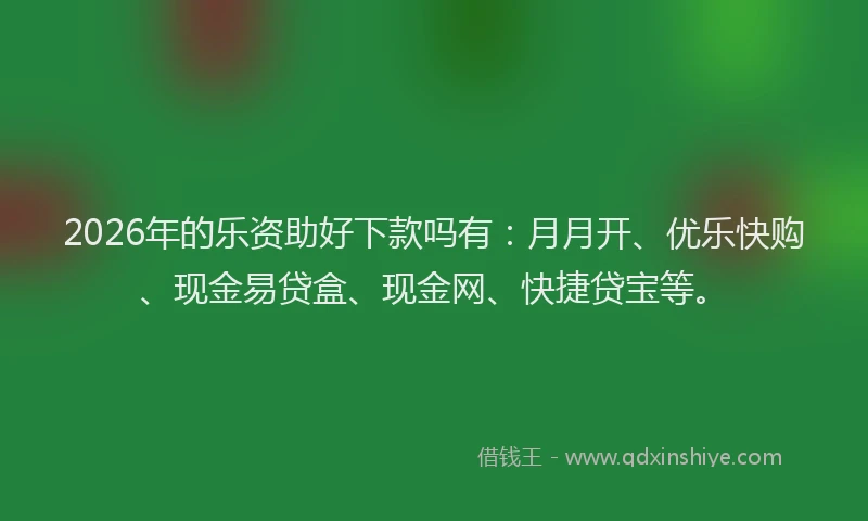2026年的乐资助好下款吗有：月月开、优乐快购、现金易贷盒、现金网、快捷贷宝等。