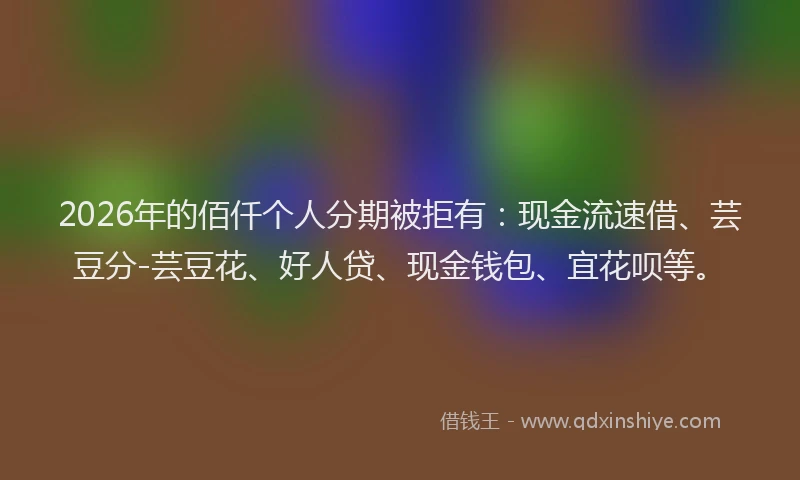 2026年的佰仟个人分期被拒有：现金流速借、芸豆分-芸豆花、好人贷、现金钱包、宜花呗等。