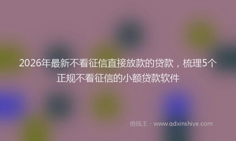 2026年最新不看征信直接放款的贷款，梳理5个正规不看征信的小额贷款软件