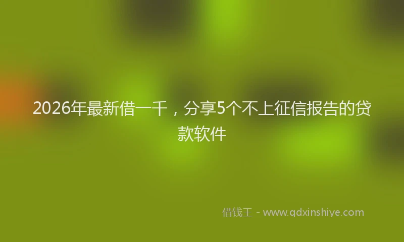 2026年最新借一千，分享5个不上征信报告的贷款软件