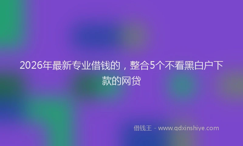 2026年最新专业借钱的,整合5个不看黑白户下款的网贷