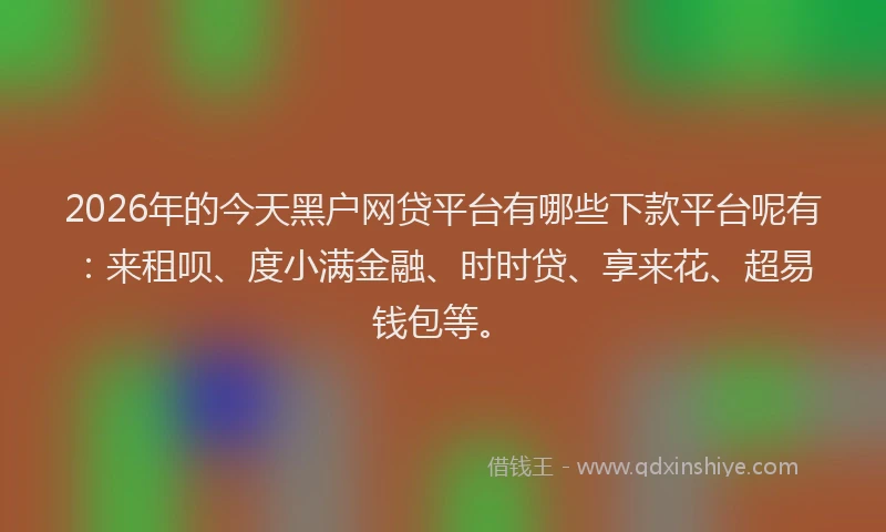 2026年的今天黑户网贷平台有哪些下款平台呢有:来租呗、度小满金融、时时贷、享来花、超易钱包等。