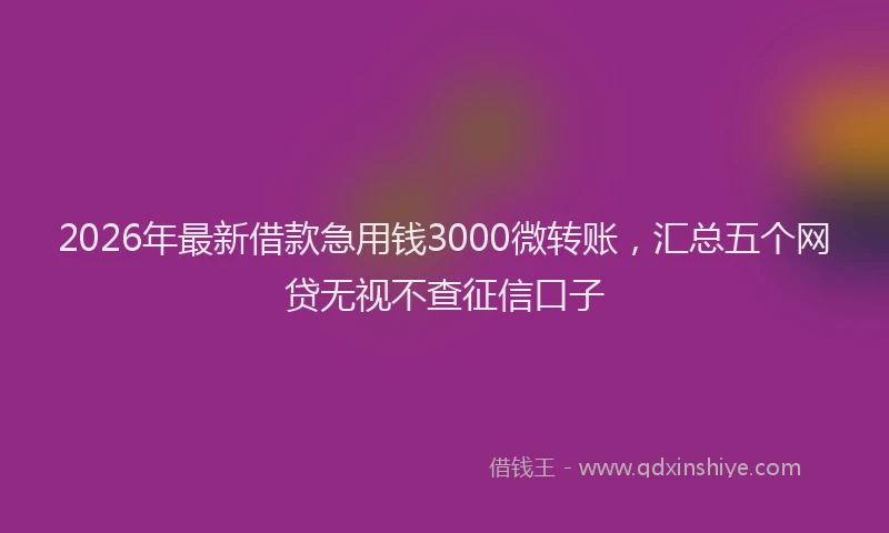2026年最新借款急用钱3000微转账,汇总五个网贷无视不查征信口子