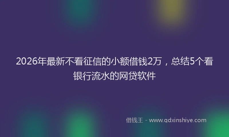 2026年最新不看征信的小额借钱2万，总结5个看银行流水的网贷软件
