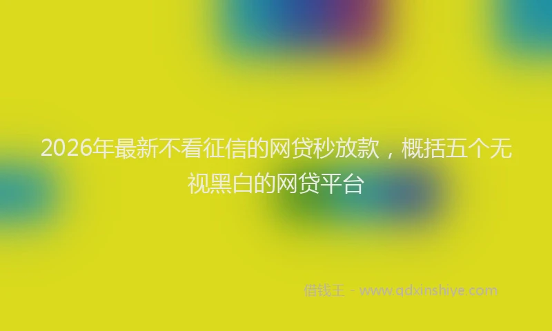 2026年最新不看征信的网贷秒放款，概括五个无视黑白的网贷平台