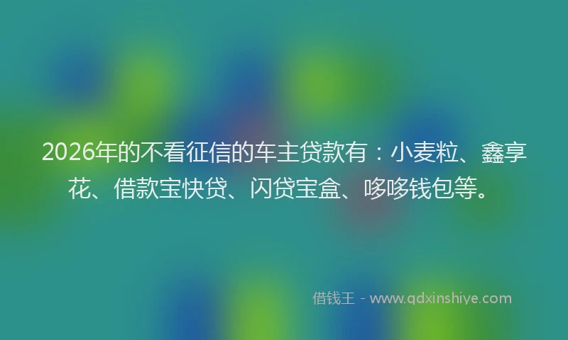 2026年的不看征信的车主贷款有：小麦粒、鑫享花、借款宝快贷、闪贷宝盒、哆哆钱包等。