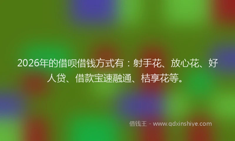 2026年的借呗借钱方式有：射手花、放心花、好人贷、借款宝速融通、桔享花等。