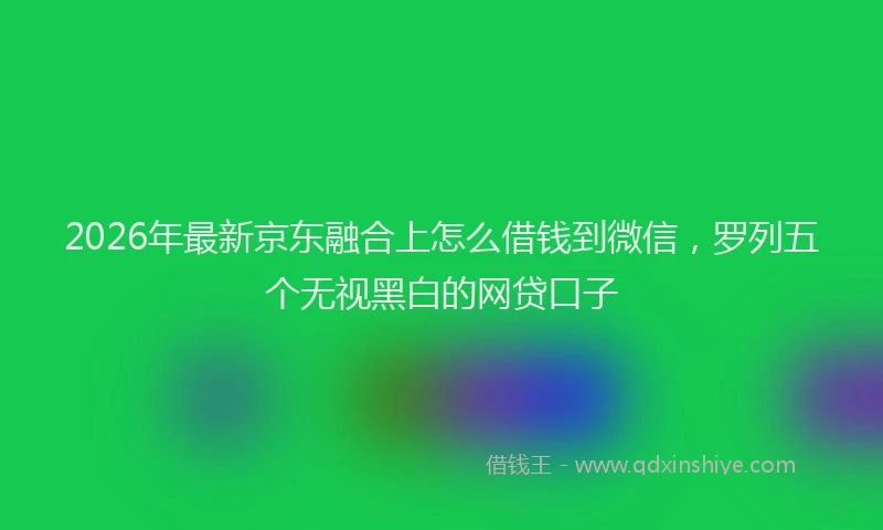 2026年最新京东融合上怎么借钱到微信，罗列五个无视黑白的网贷口子