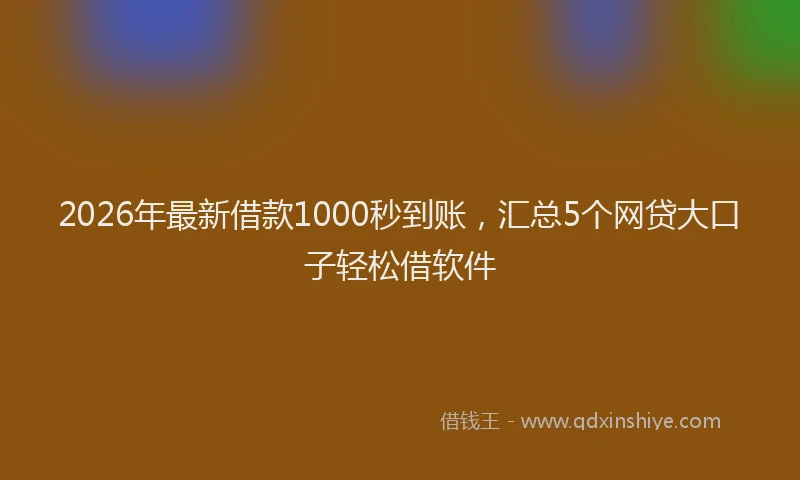 2026年最新借款1000秒到账,汇总5个网贷大口子轻松借软件