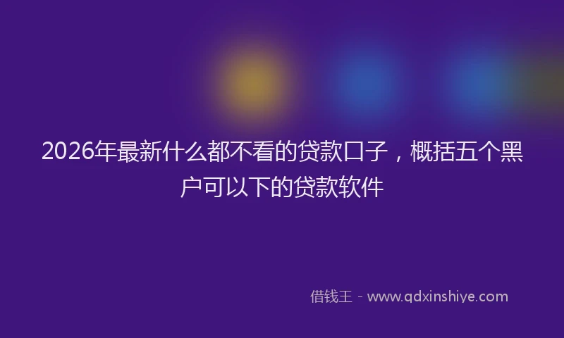 2026年最新什么都不看的贷款口子，概括五个黑户可以下的贷款软件