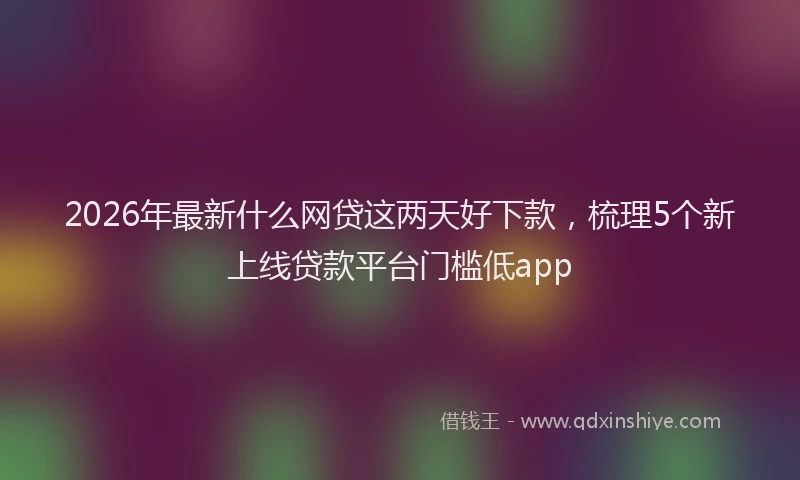 2026年最新什么网贷这两天好下款，梳理5个新上线贷款平台门槛低app