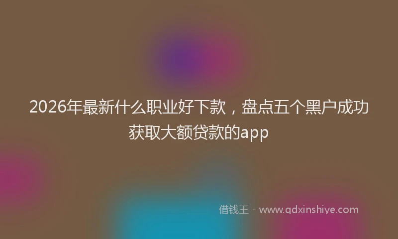 2026年最新什么职业好下款,盘点五个黑户成功获取大额贷款的app