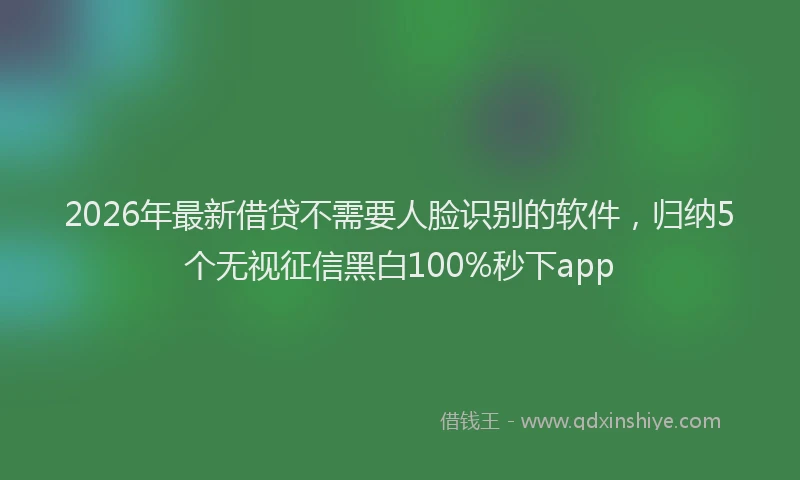 2026年最新借贷不需要人脸识别的软件,归纳5个无视征信黑白100%秒下app