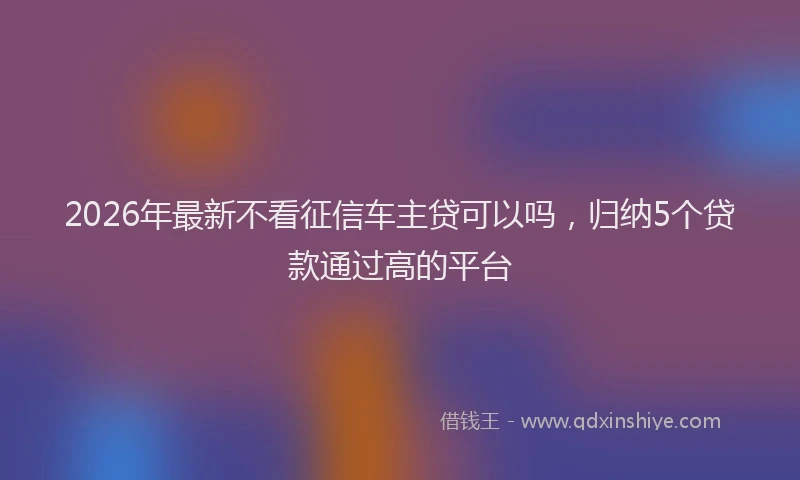 2026年最新不看征信车主贷可以吗,归纳5个贷款通过高的平台