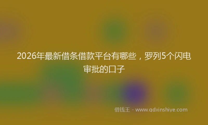 2026年最新借条借款平台有哪些，罗列5个闪电审批的口子