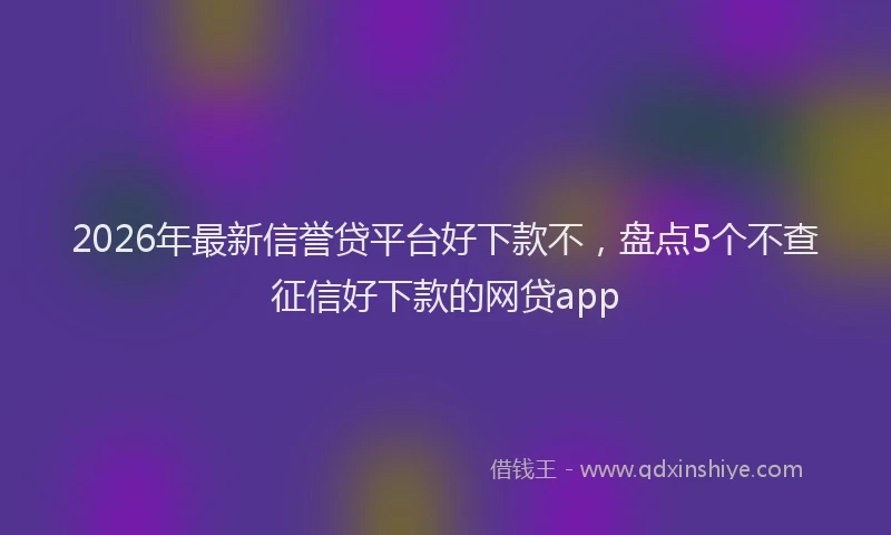2026年最新信誉贷平台好下款不，盘点5个不查征信好下款的网贷app