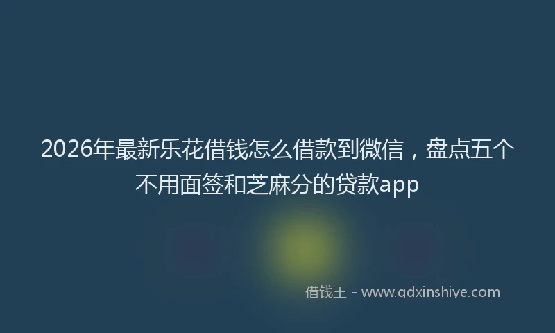 2026年最新乐花借钱怎么借款到微信,盘点五个不用面签和芝麻分的贷款app
