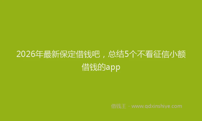 2026年最新保定借钱吧，总结5个不看征信小额借钱的app