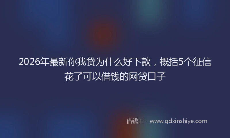 2026年最新你我贷为什么好下款，概括5个征信花了可以借钱的网贷口子