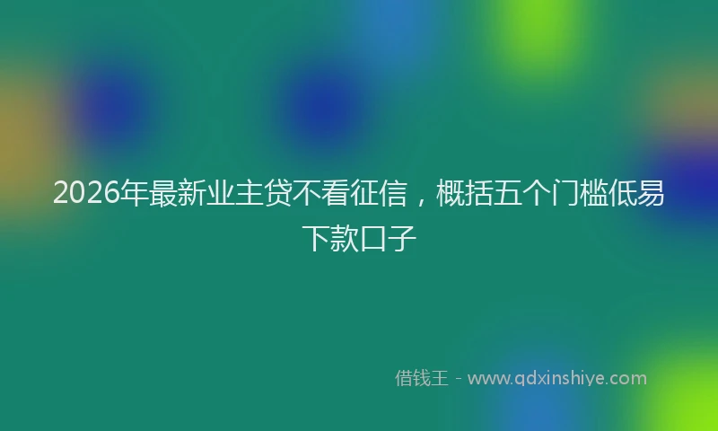 2026年最新业主贷不看征信，概括五个门槛低易下款口子