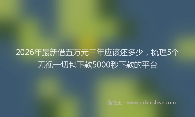 2026年最新借五万元三年应该还多少，梳理5个无视一切包下款5000秒下款的平台