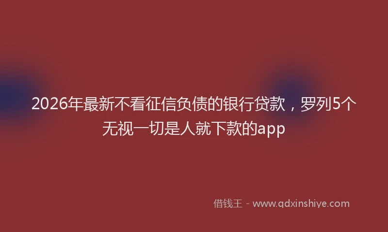 2026年最新不看征信负债的银行贷款，罗列5个无视一切是人就下款的app