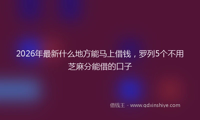 2026年最新什么地方能马上借钱，罗列5个不用芝麻分能借的口子