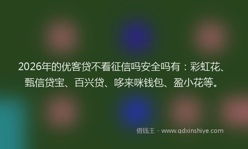 2026年的优客贷不看征信吗安全吗有：彩虹花、甄信贷宝、百兴贷、哆来咪钱包、盈小花等。
