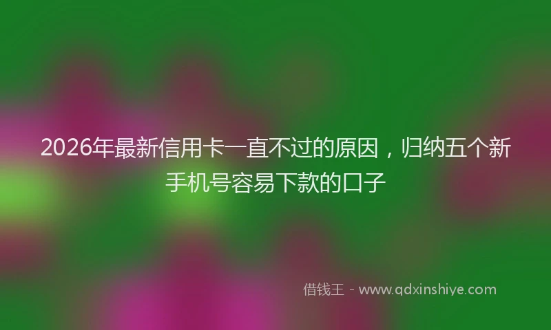 2026年最新信用卡一直不过的原因，归纳五个新手机号容易下款的口子