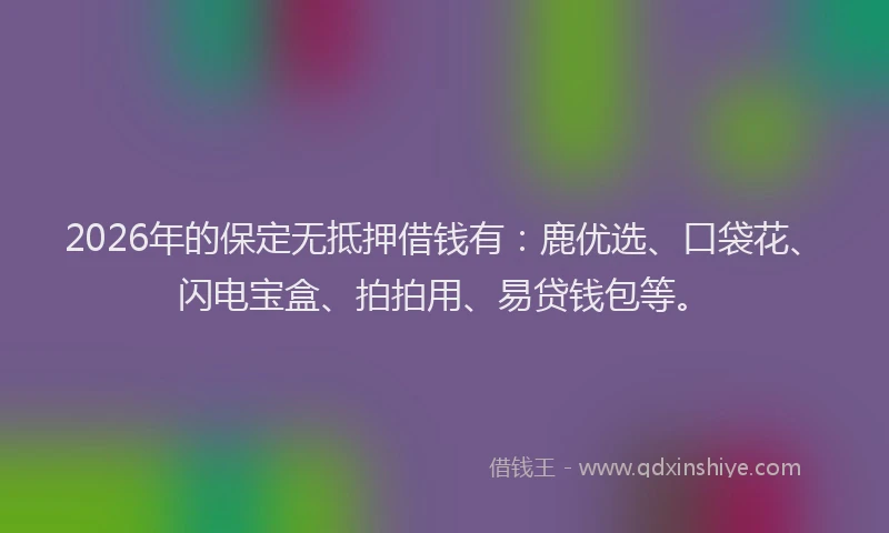2026年的保定无抵押借钱有:鹿优选、口袋花、闪电宝盒、拍拍用、易贷钱包等。