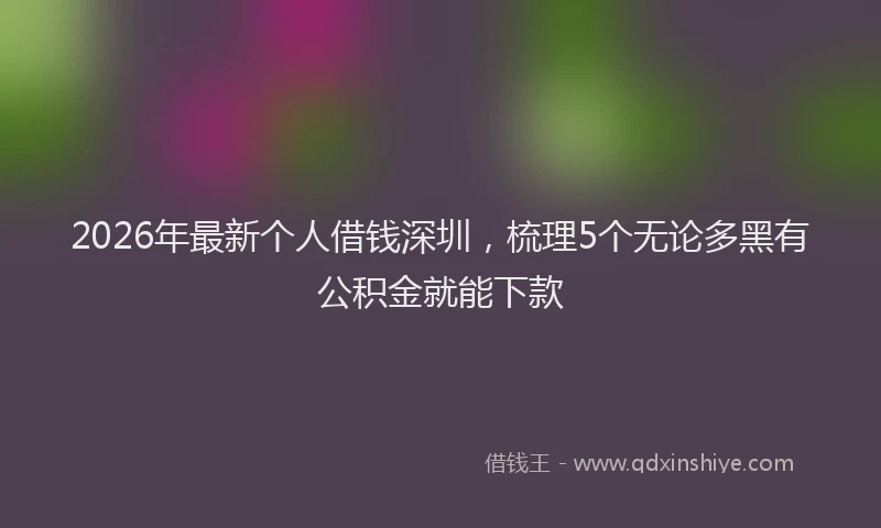 2026年最新个人借钱深圳,梳理5个无论多黑有公积金就能下款