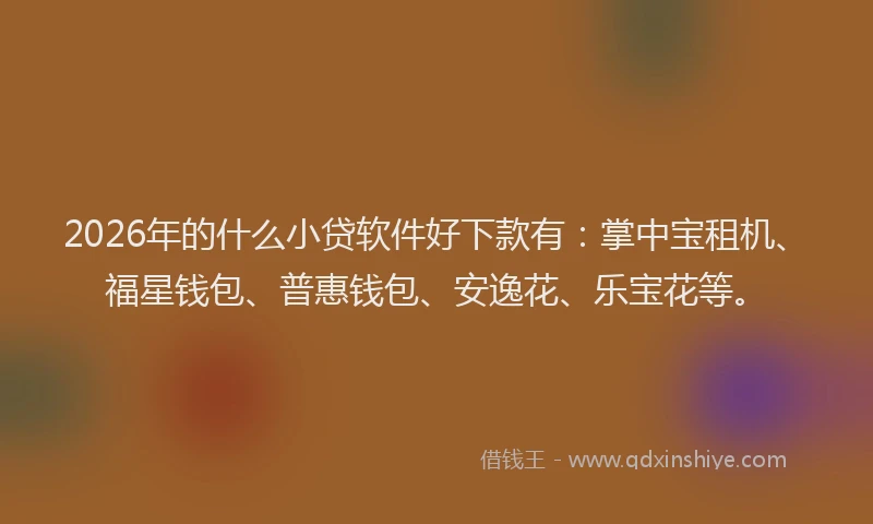 2026年的什么小贷软件好下款有：掌中宝租机、福星钱包、普惠钱包、安逸花、乐宝花等。