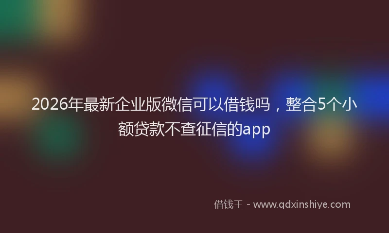 2026年最新企业版微信可以借钱吗,整合5个小额贷款不查征信的app