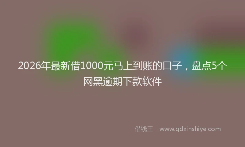 2026年最新借1000元马上到账的口子，盘点5个网黑逾期下款软件