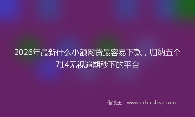 2026年最新什么小额网贷最容易下款，归纳五个714无视逾期秒下的平台