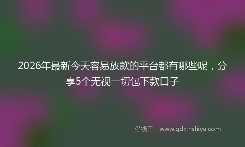 2026年最新今天容易放款的平台都有哪些呢，分享5个无视一切包下款口子