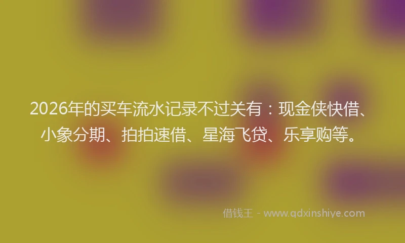 2026年的买车流水记录不过关有:现金侠快借、小象分期、拍拍速借、星海飞贷、乐享购等。