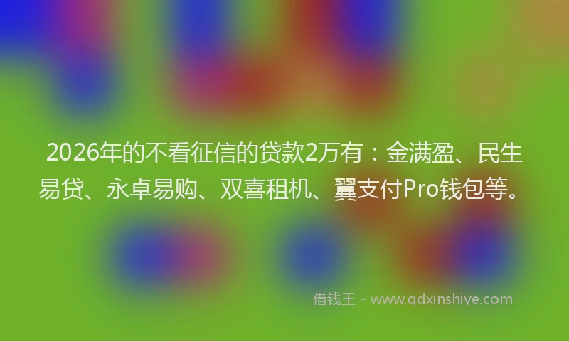 2026年的不看征信的贷款2万有:金满盈、民生易贷、永卓易购、双喜租机、翼支付Pro钱包等。