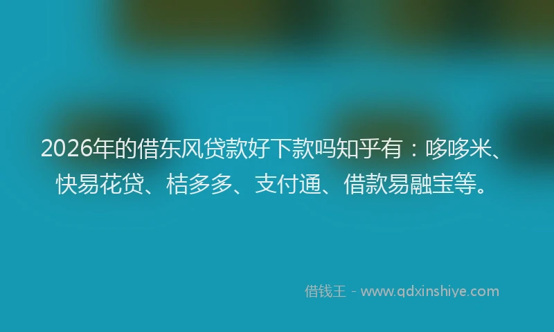 2026年的借东风贷款好下款吗知乎有：哆哆米、快易花贷、桔多多、支付通、借款易融宝等。