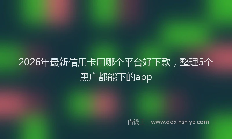 2026年最新信用卡用哪个平台好下款,整理5个黑户都能下的app
