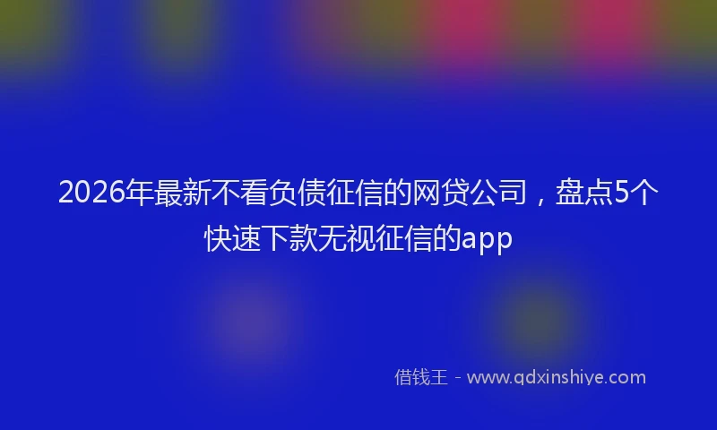 2026年最新不看负债征信的网贷公司,盘点5个快速下款无视征信的app