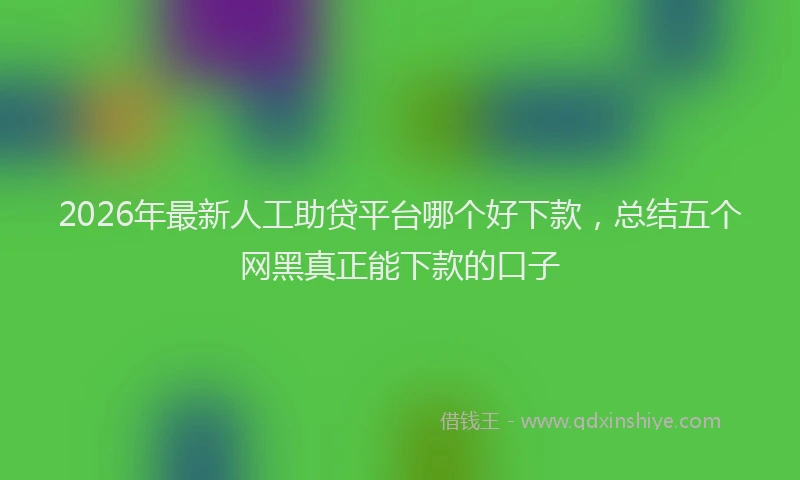 2026年最新人工助贷平台哪个好下款，总结五个网黑真正能下款的口子