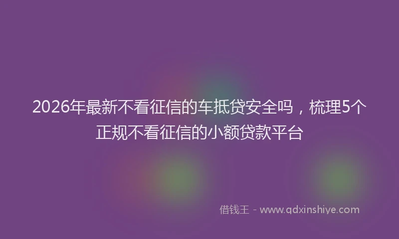2026年最新不看征信的车抵贷安全吗，梳理5个正规不看征信的小额贷款平台