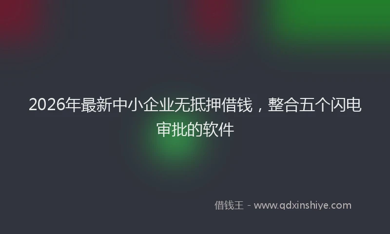 2026年最新中小企业无抵押借钱，整合五个闪电审批的软件
